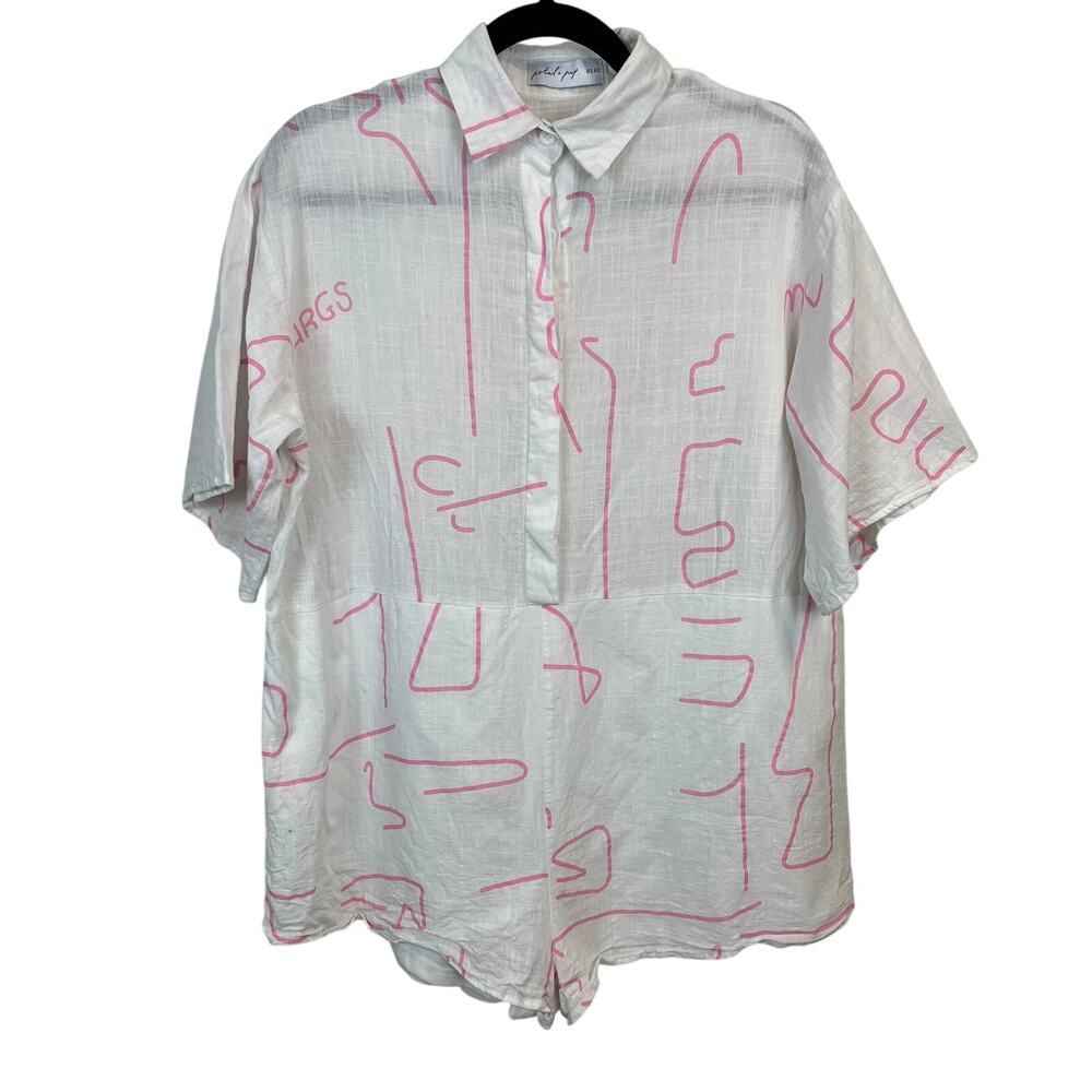 Petal and Pup Abstract Print Short Sleeve Romper Small